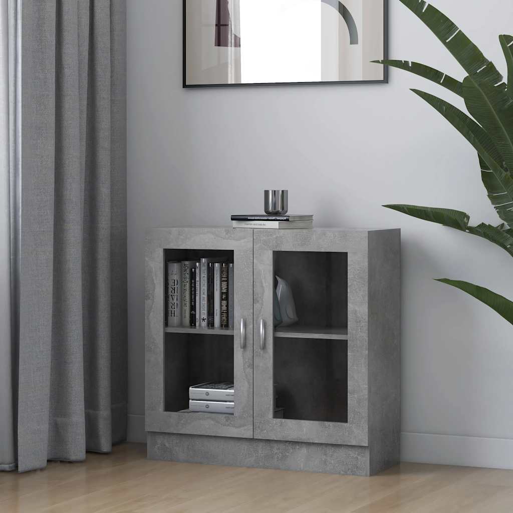 Vitrine Betonggrå 82,5X30,5X80 Cm Konstruert Tre