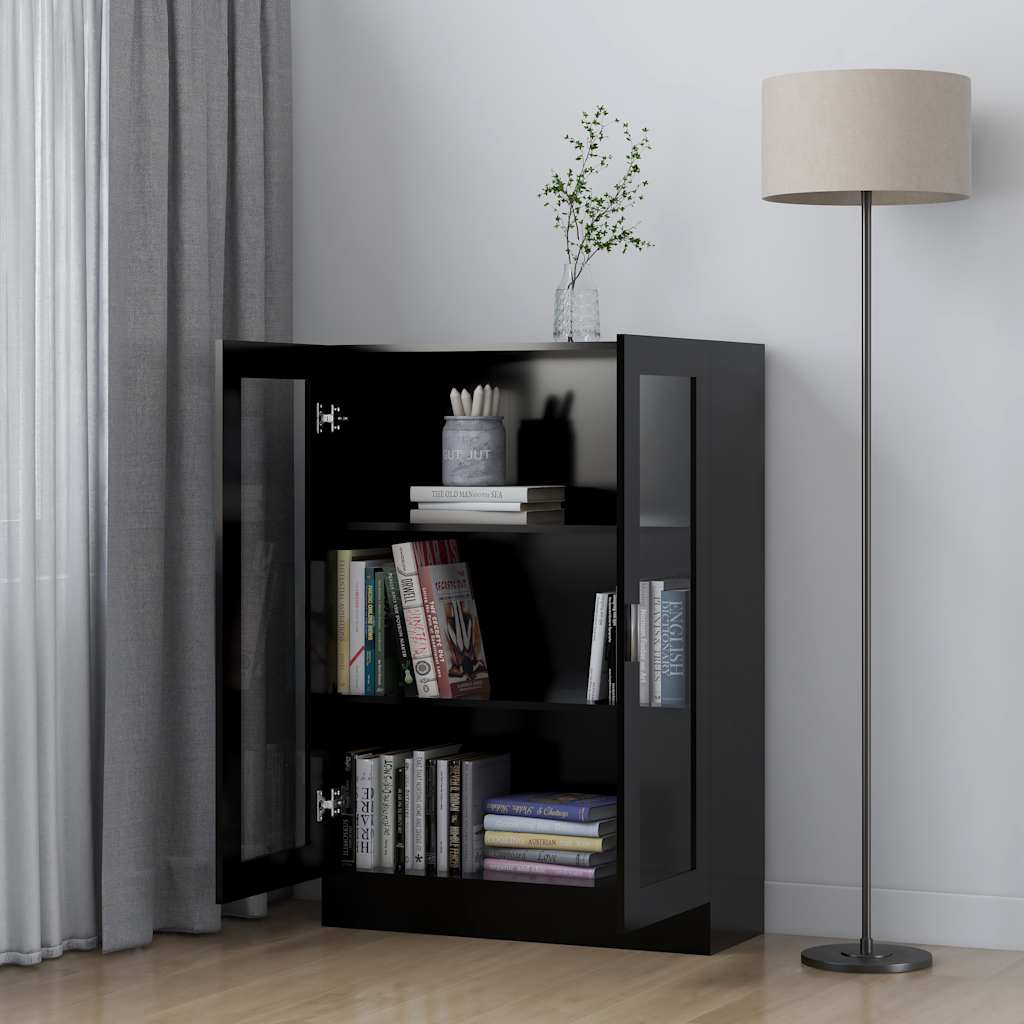 Vitrine Svart 82,5X30,5X115 Cm Konstruert Tre