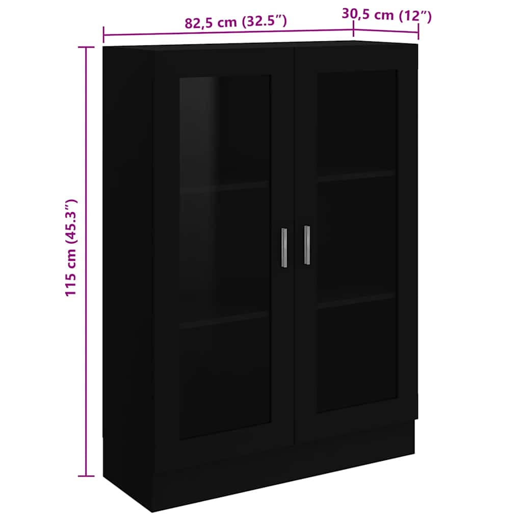 Vitrine Svart 82,5X30,5X115 Cm Konstruert Tre