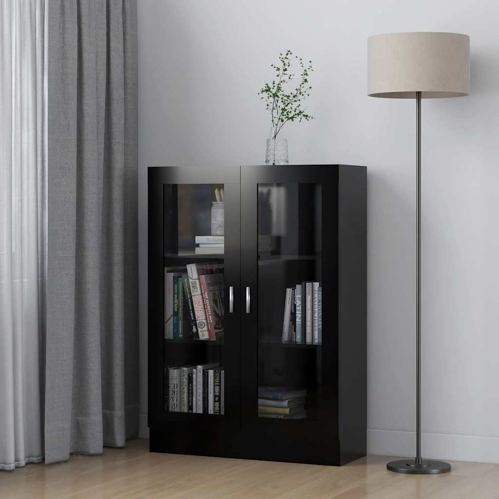 Vitrine Svart 82,5X30,5X115 Cm Konstruert Tre