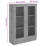 Vitrine Betonggrå 82,5X30,5X115 Cm Konstruert Tre