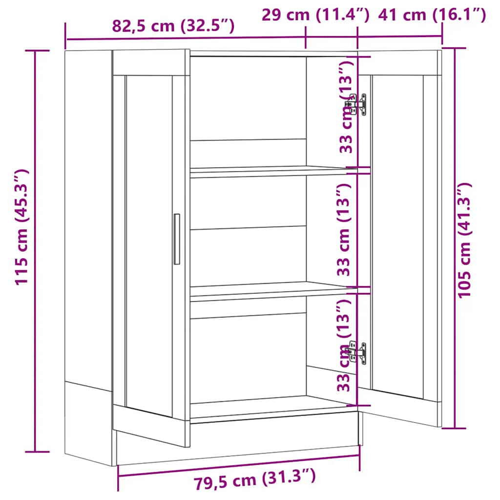 Vitrine Betonggrå 82,5X30,5X115 Cm Konstruert Tre