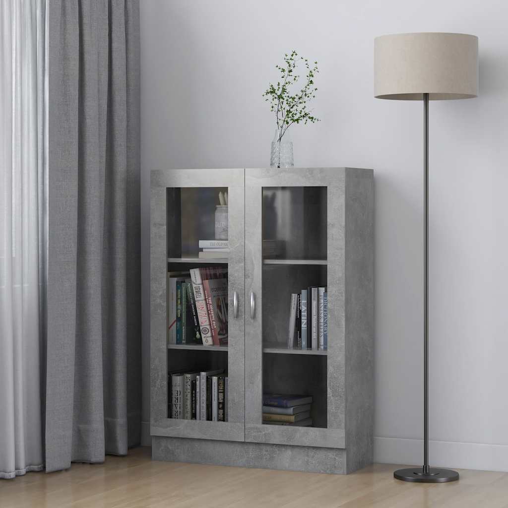 Vitrine Betonggrå 82,5X30,5X115 Cm Konstruert Tre