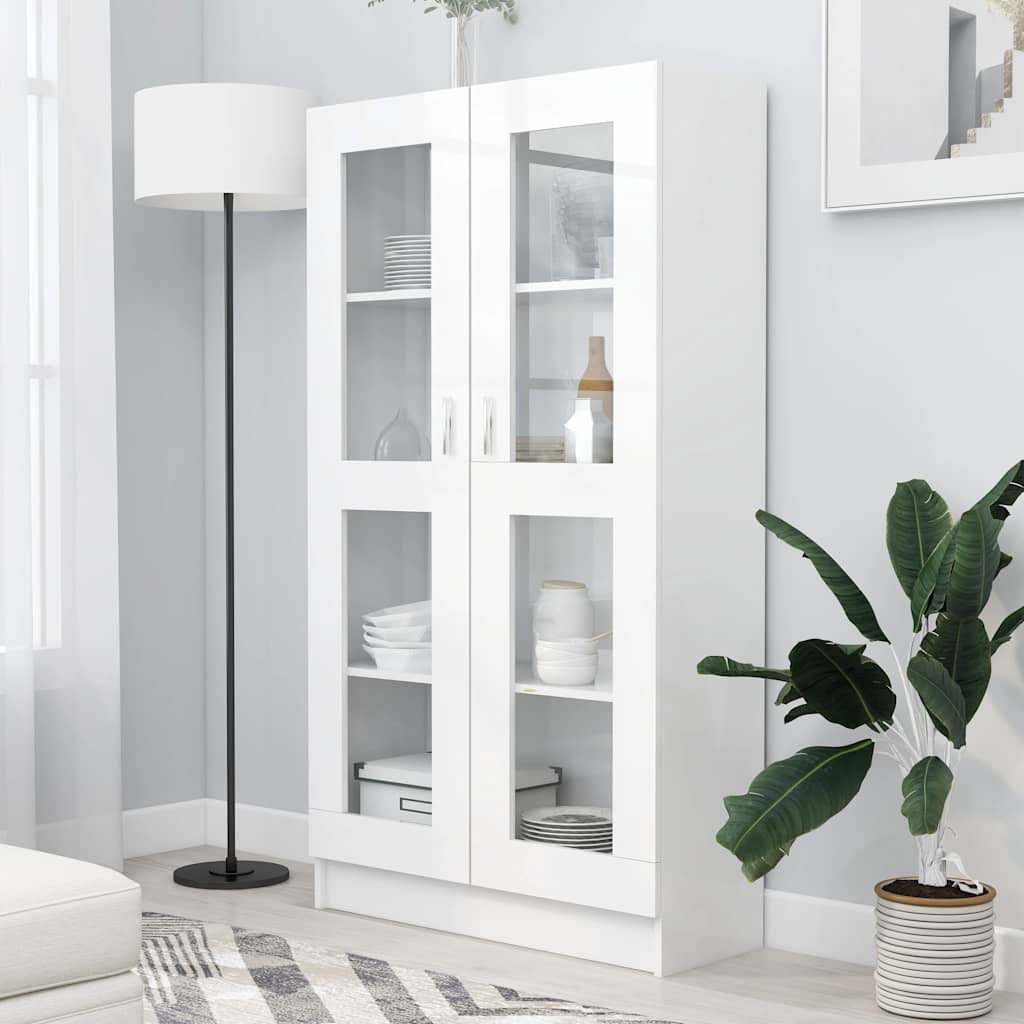 Vitrine Hvit 82,5X30,5X150 Cm Konstruert Tre