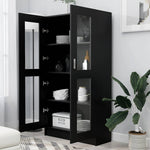 Vitrine Svart 82,5X30,5X150 Cm Konstruert Tre