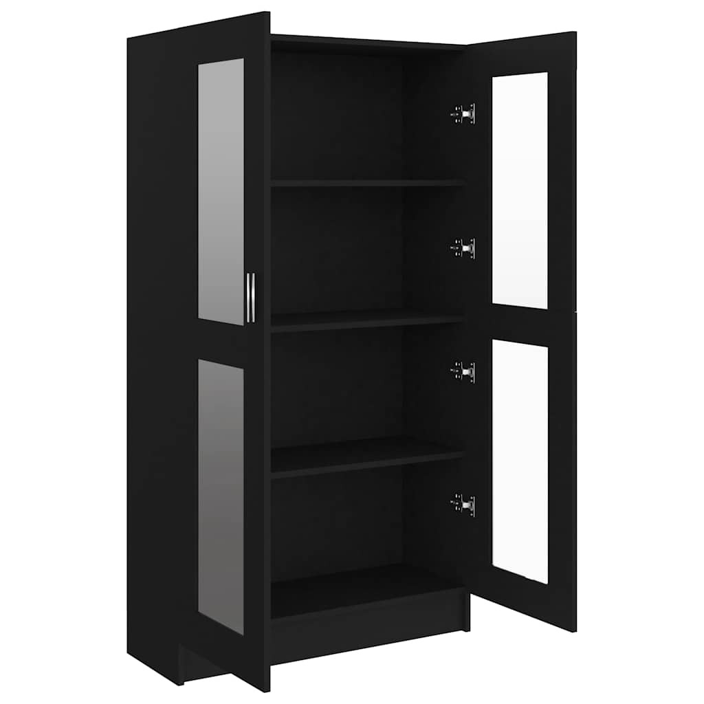 Vitrine Svart 82,5X30,5X150 Cm Konstruert Tre