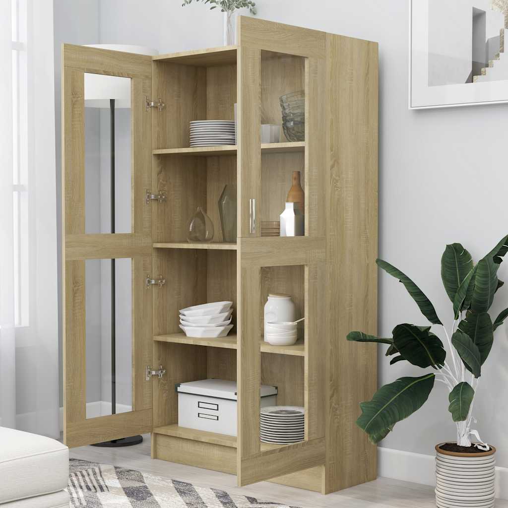 Vitrine Sonoma Eik 82,5X30,5X150 Cm Konstruert Tre