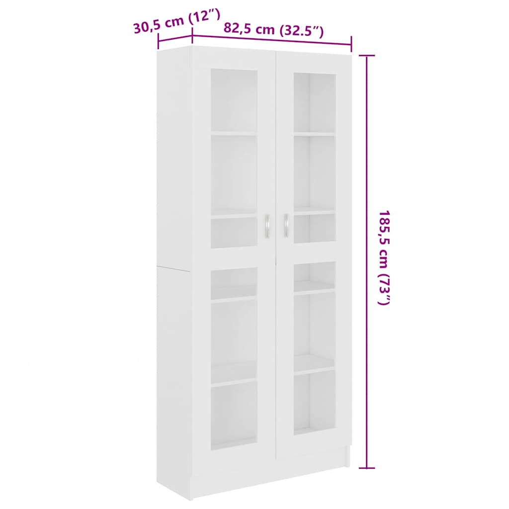 Vitrine Hvit 82,5X30,5X185,5 Cm Konstruert Tre