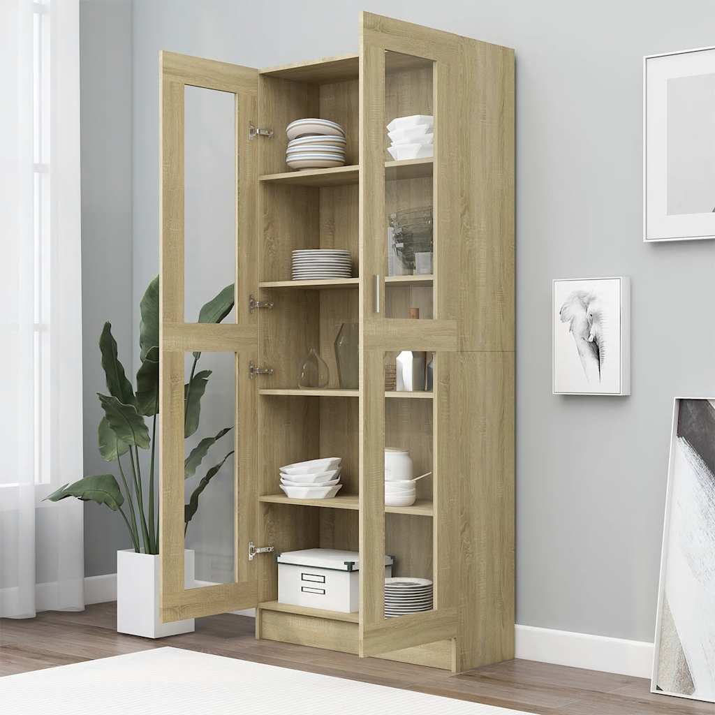 Vitrine Sonoma Eik 82,5X30,5X185,5 Cm Konstruert Tre
