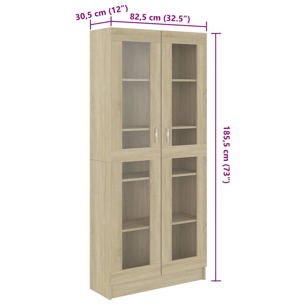 Vitrine Sonoma Eik 82,5X30,5X185,5 Cm Konstruert Tre