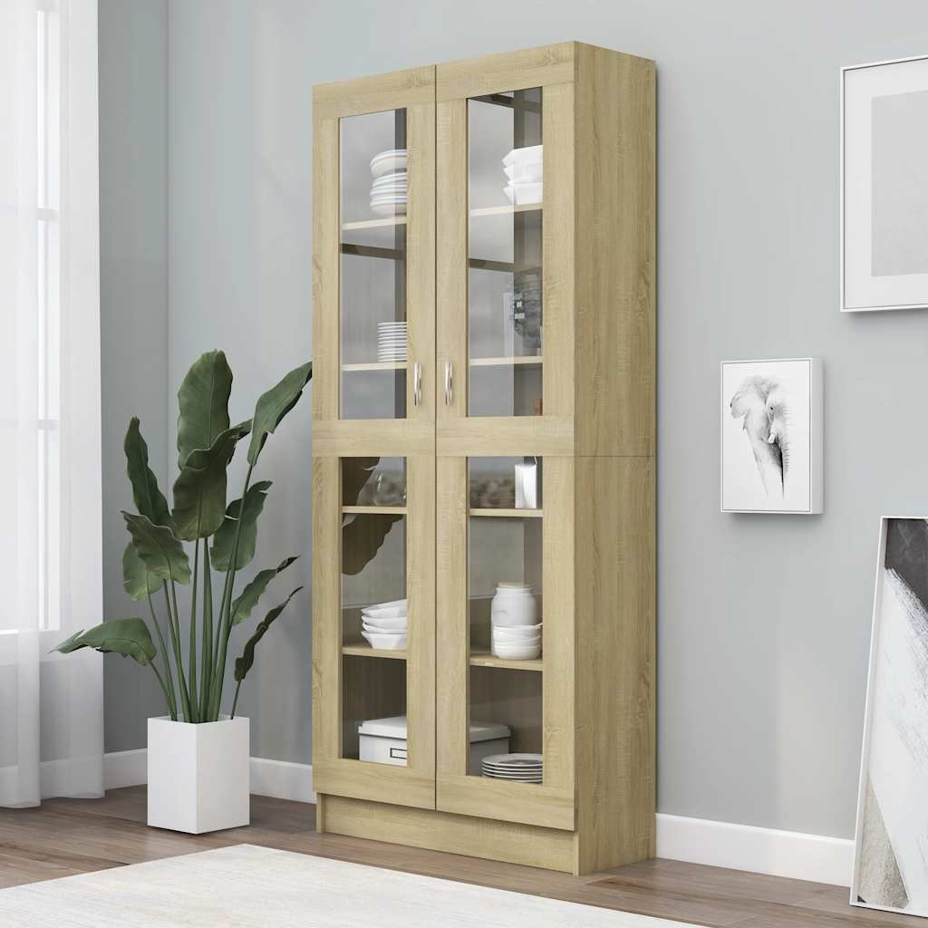 Vitrine Sonoma Eik 82,5X30,5X185,5 Cm Konstruert Tre