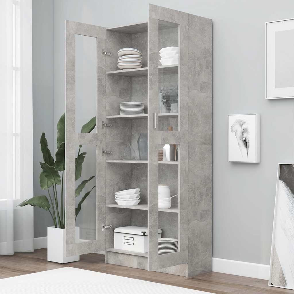 Vitrine Betonggrå 82,5X30,5X185,5 Cm Konstruert Tre