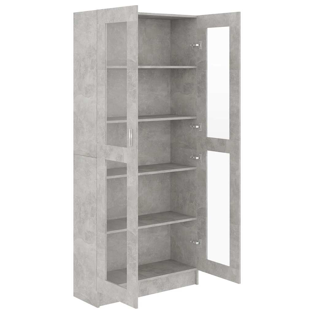 Vitrine Betonggrå 82,5X30,5X185,5 Cm Konstruert Tre