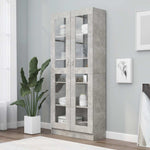 Vitrine Betonggrå 82,5X30,5X185,5 Cm Konstruert Tre