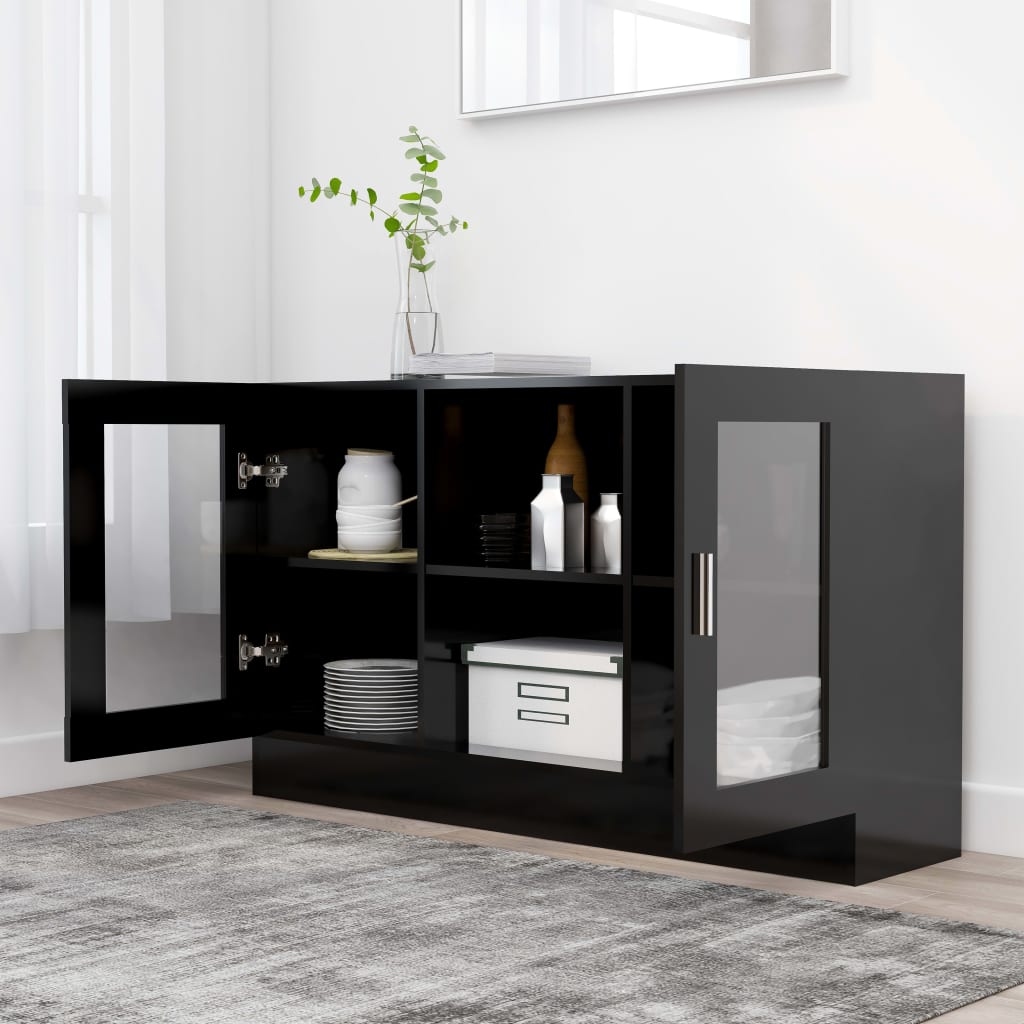 Vitrine Svart 120X30,5X70 Cm Konstruert Tre