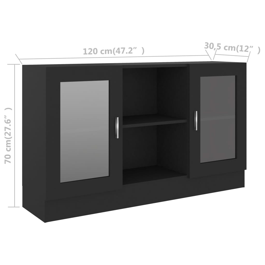 Vitrine Svart 120X30,5X70 Cm Konstruert Tre