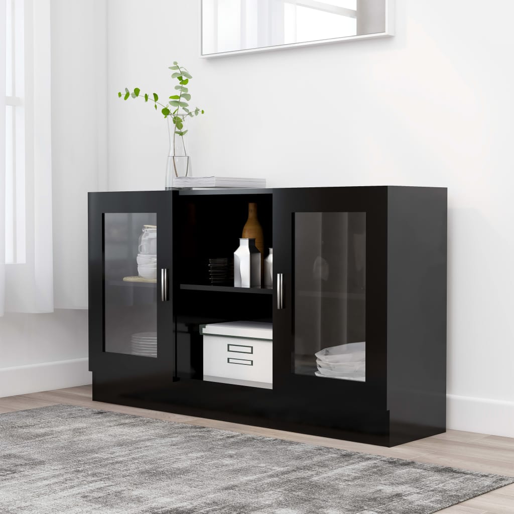 Vitrine Svart 120X30,5X70 Cm Konstruert Tre