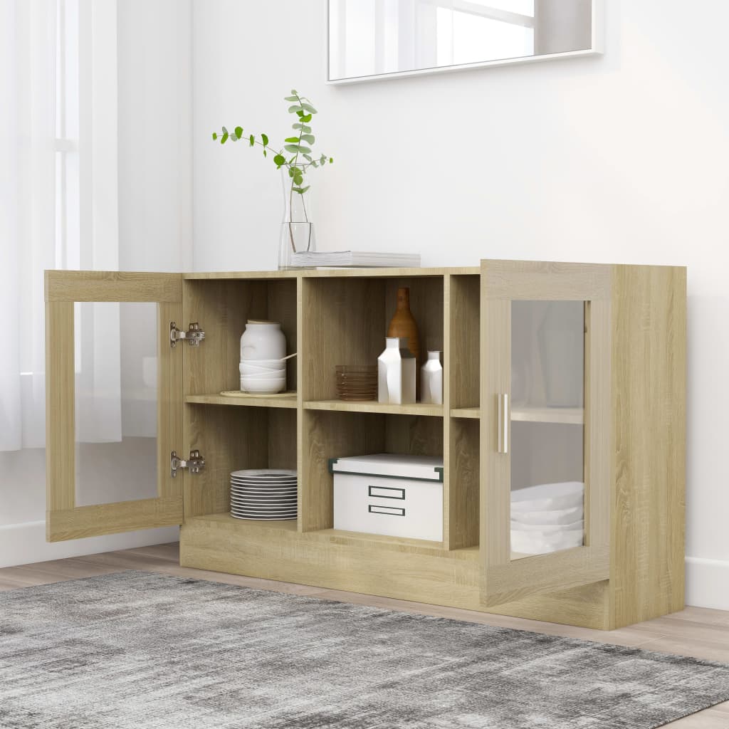 Vitrine Sonoma Eik 120X30,5X70 Cm Konstruert Tre
