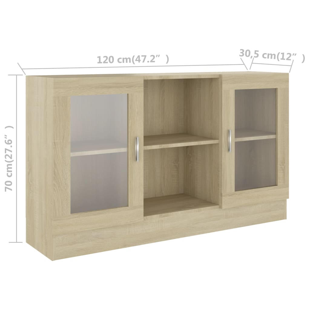 Vitrine Sonoma Eik 120X30,5X70 Cm Konstruert Tre