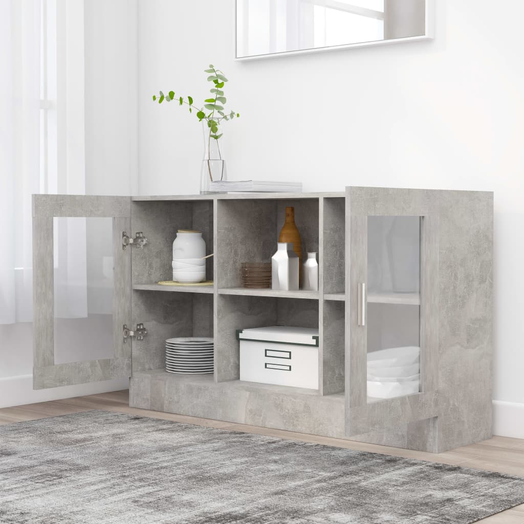 Vitrine Betonggrå 120X30,5X70 Cm Konstruert Tre