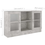 Vitrine Betonggrå 120X30,5X70 Cm Konstruert Tre