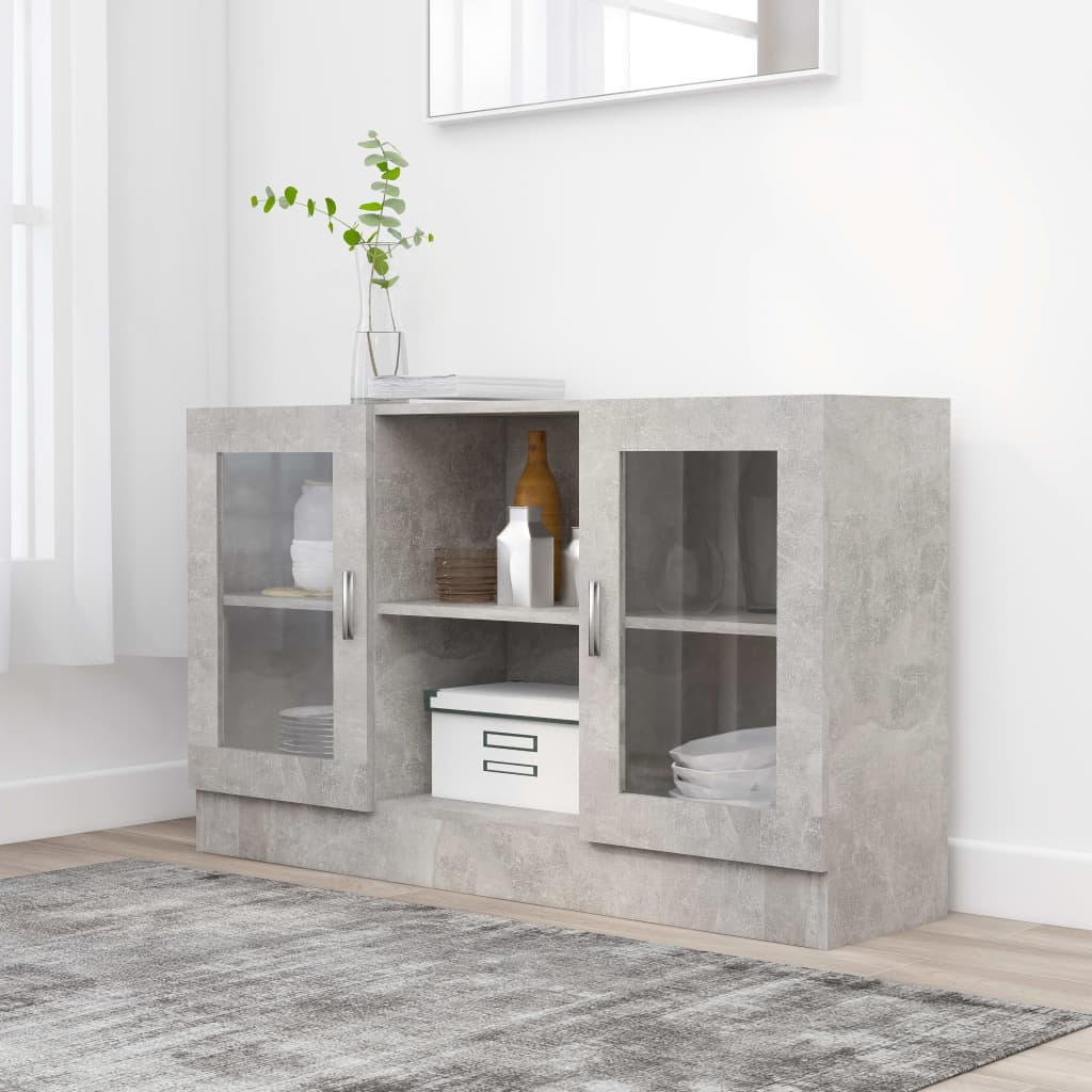 Vitrine Betonggrå 120X30,5X70 Cm Konstruert Tre