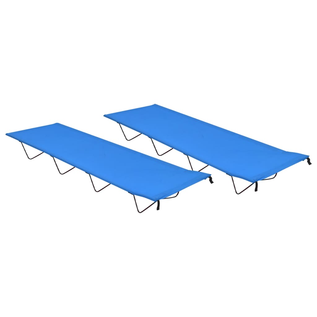 Campingsenger 2 Stk 180X60X19 Cm Oxfordstoff Og Stål Blå
