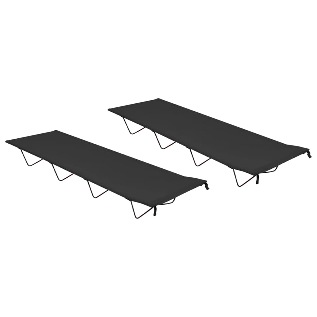 Campingsenger 2 Stk 180X60X19 Cm Oxfordstoff Og Stål Svart