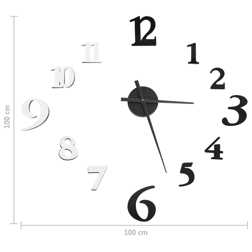 Veggklokke 3D Moderne Design Svart Og Hvit 100 Cm Xxl