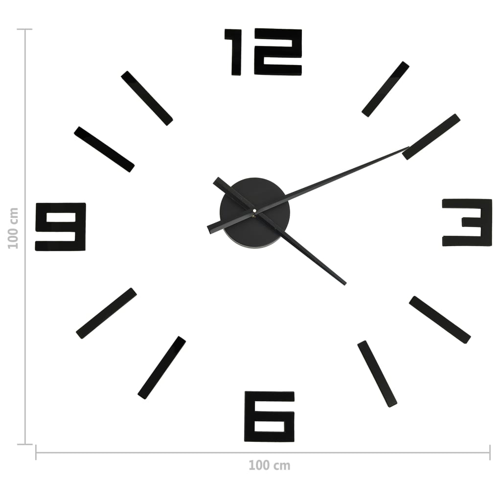 Veggklokke 3D Moderne Design Svart 100 Cm Xxl