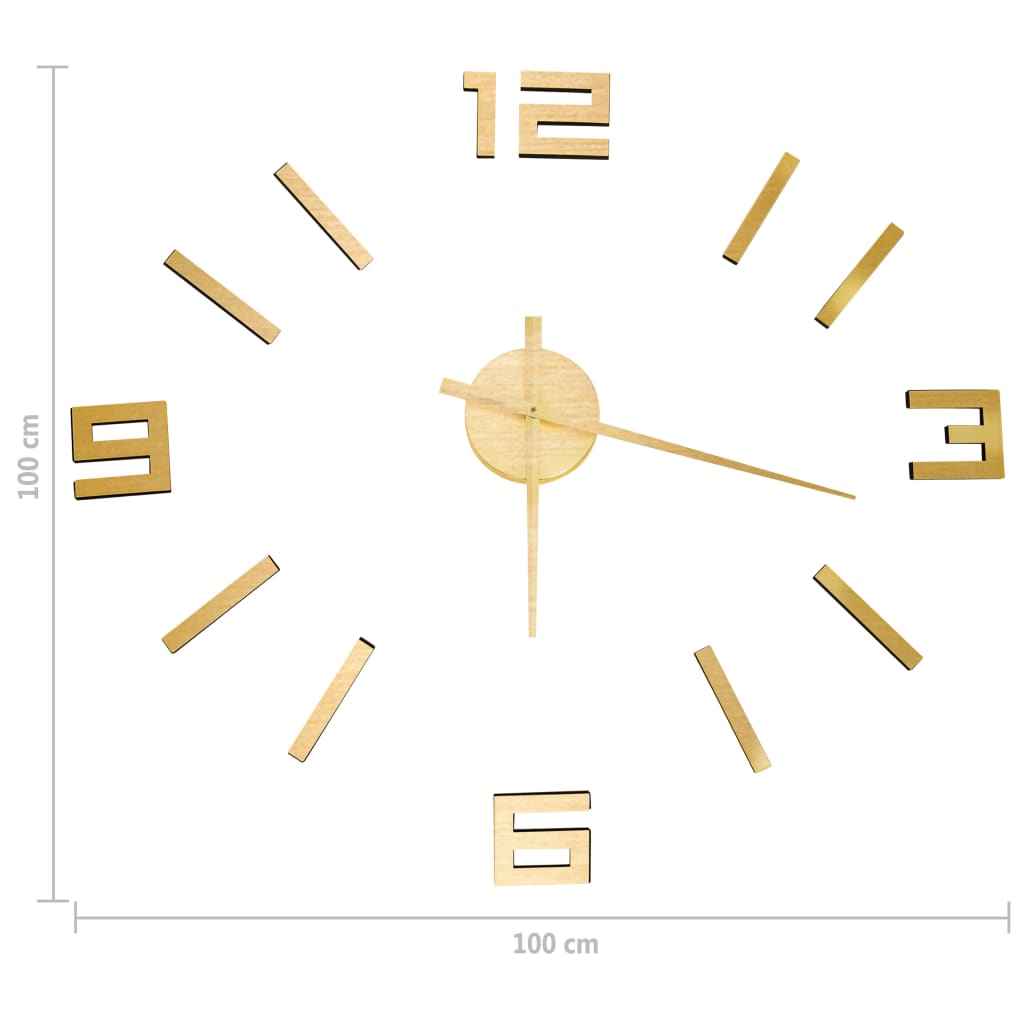 Veggklokke 3D Moderne Design Gull 100 Cm Xxl