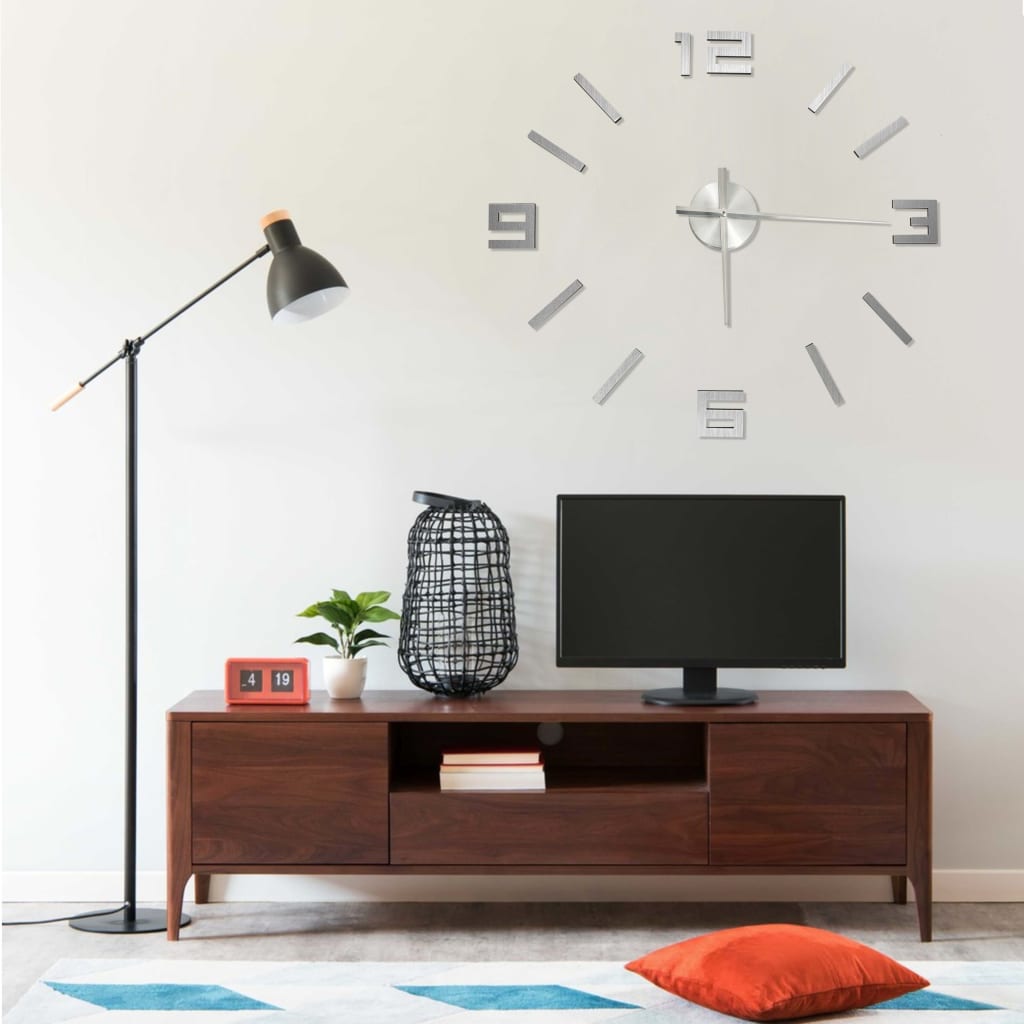 Veggklokke 3D Moderne Design Sølv 100 Cm Xxl