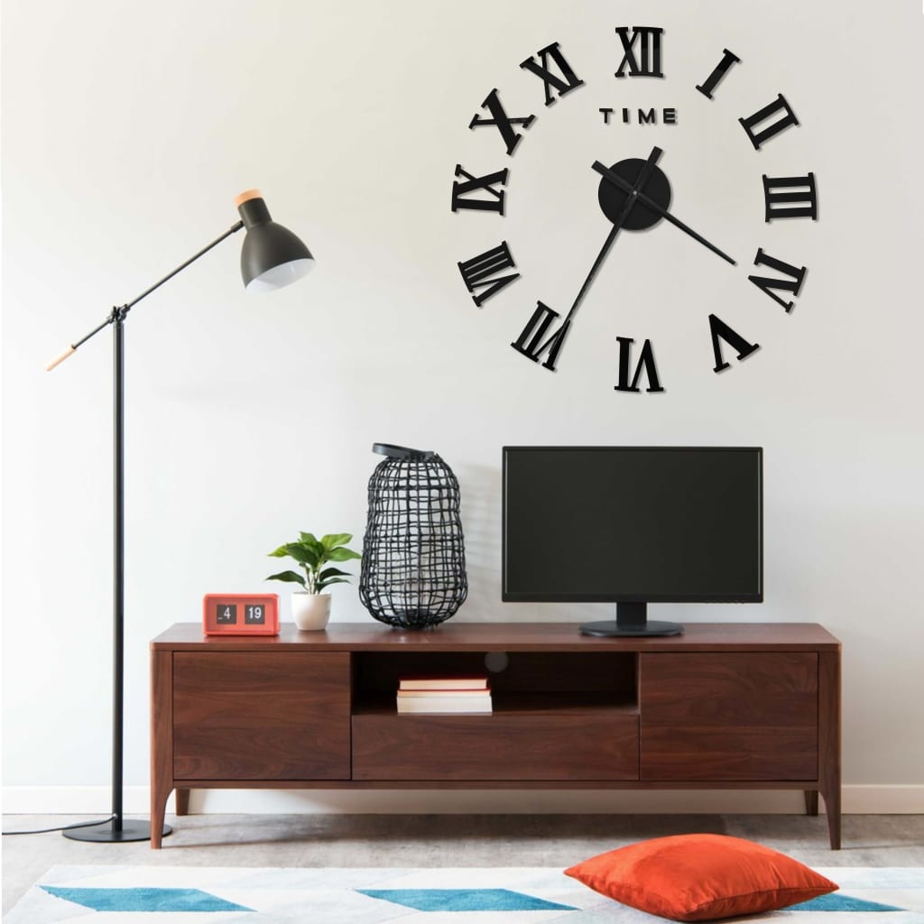 Veggklokke 3D Moderne Design Svart 100 Cm Xxl