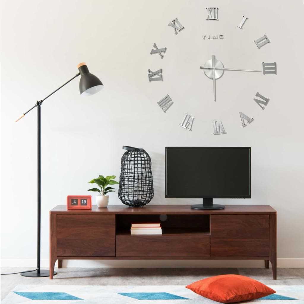 Veggklokke 3D Moderne Design Sølv 100 Cm Xxl