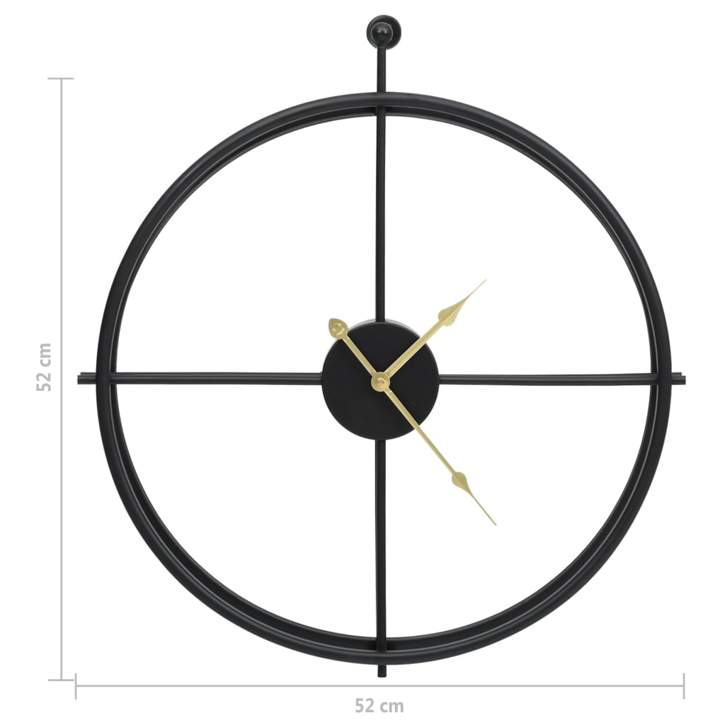 Veggklokke Svart 52 Cm Jern