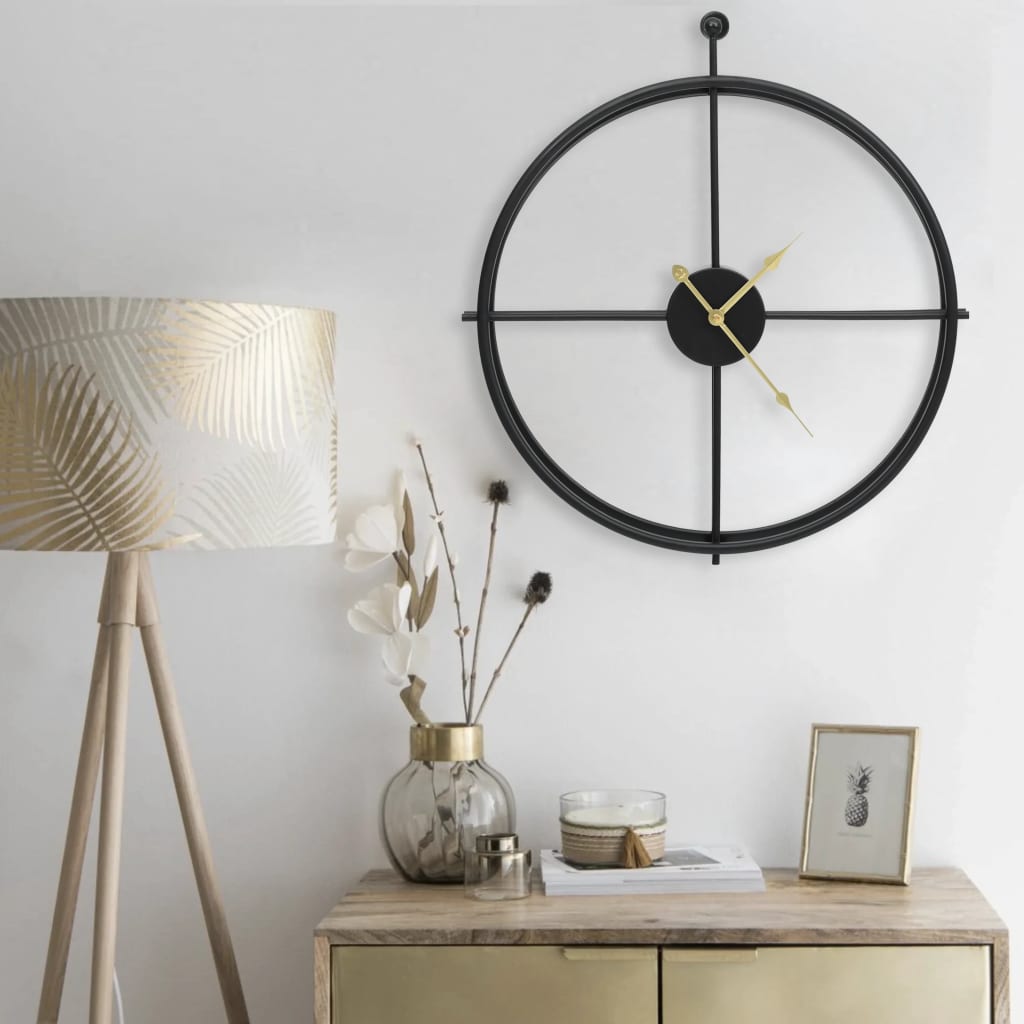 Veggklokke Svart 52 Cm Jern