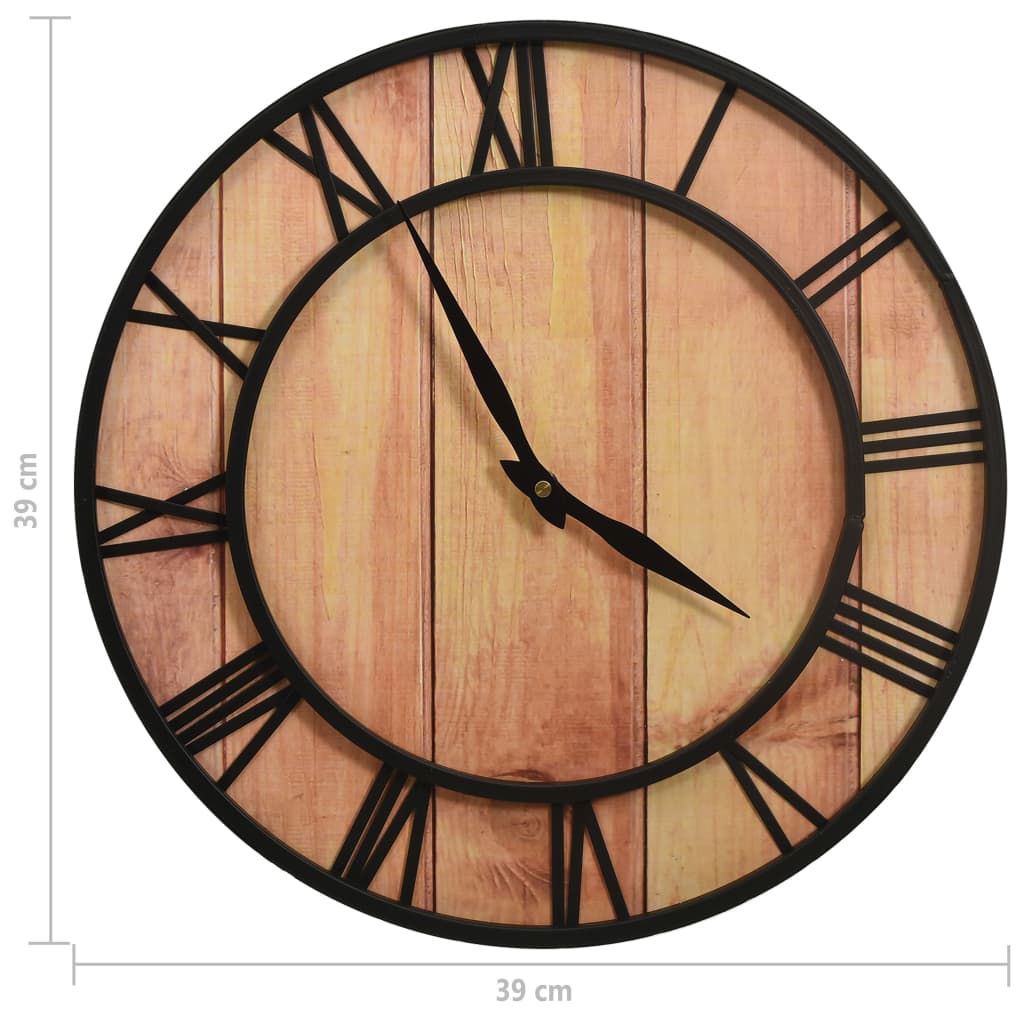 Veggklokke 39 Cm Brun Og Svart Mdf Og Jern