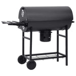 Tønnegrill Med Hjul Og Hyller Svart Stål 115X85X95 Cm