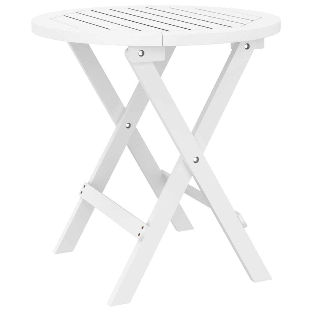 Sammenleggbart Hagebord Hvit Ø 46 Cm Heltre Akasie