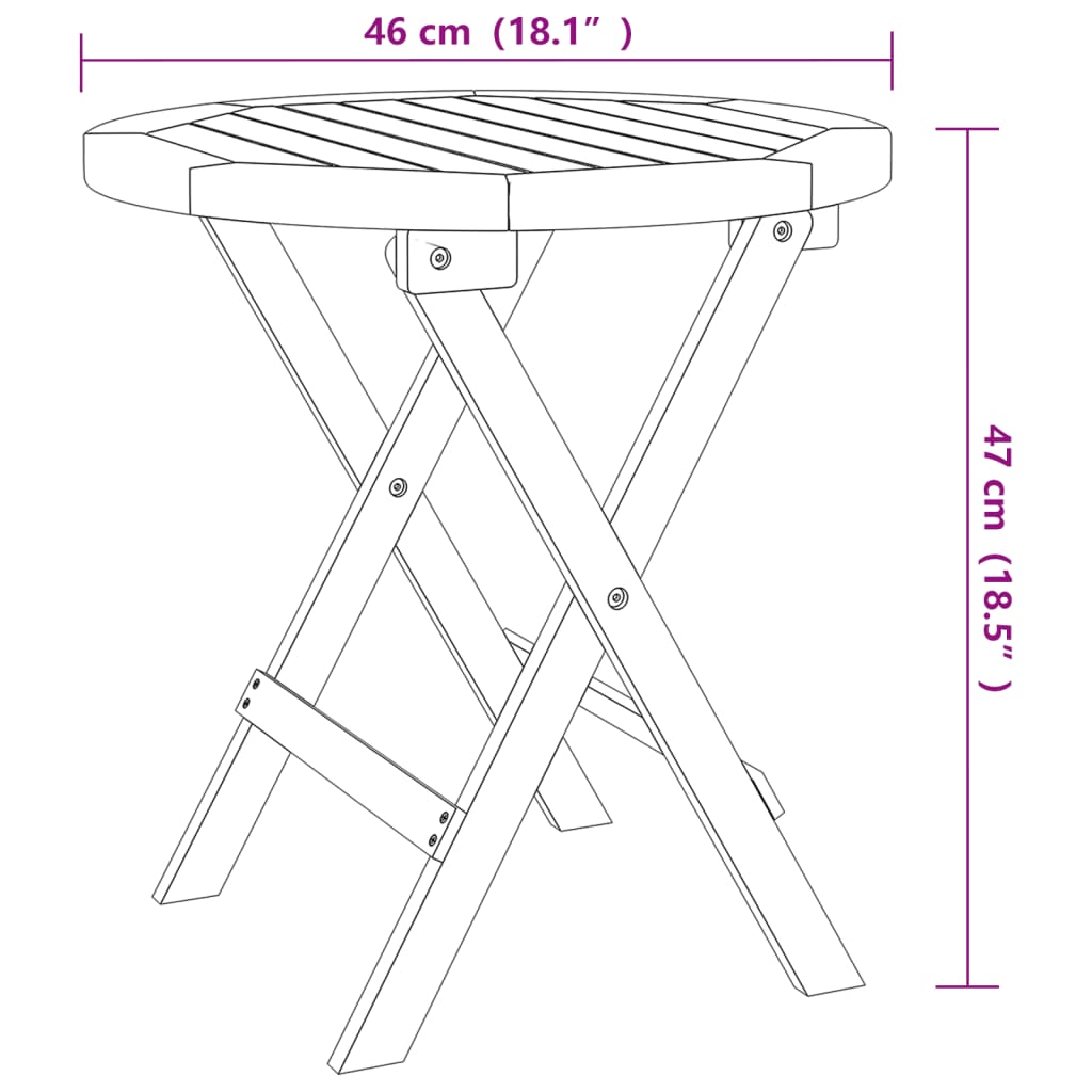 Sammenleggbart Hagebord Hvit Ø 46 Cm Heltre Akasie