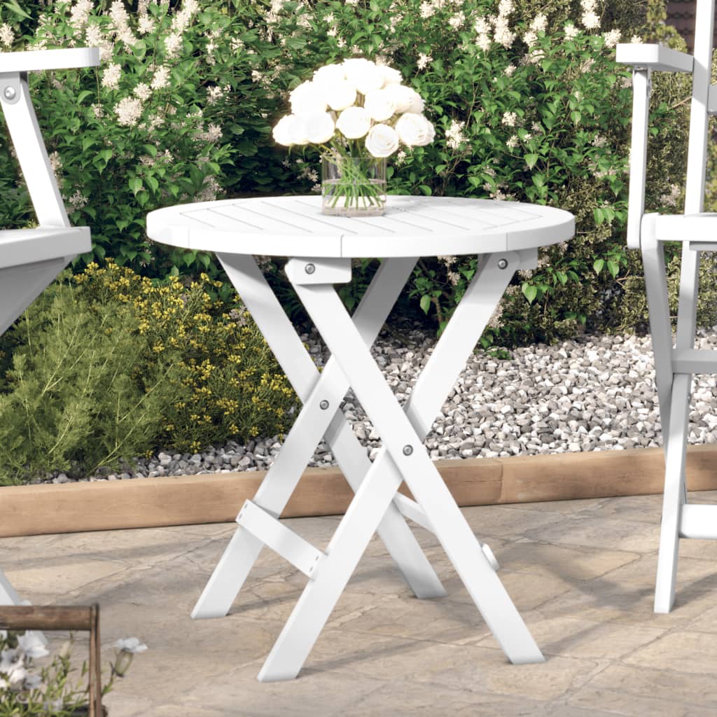 Sammenleggbart Hagebord Hvit Ø 46 Cm Heltre Akasie