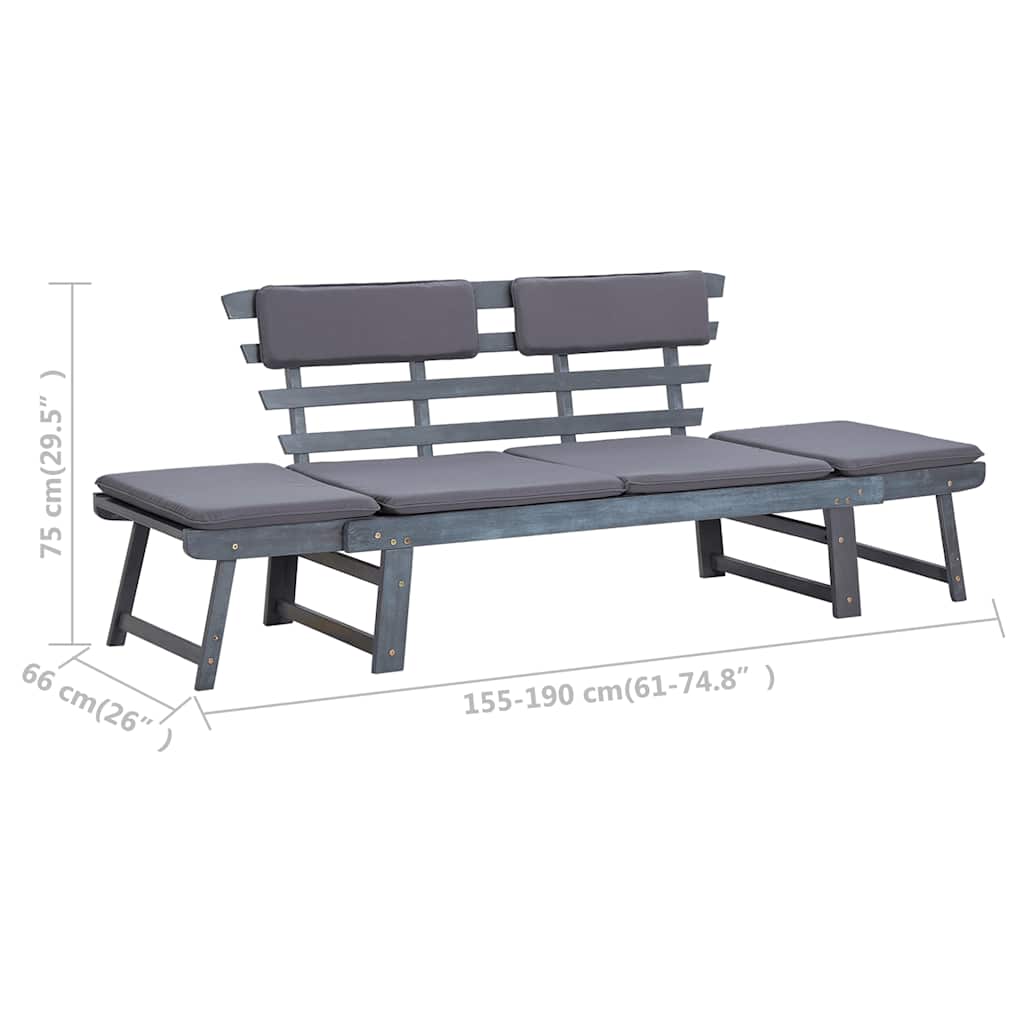 Hagebenk Med Puter 2-I-1 190 Cm Heltre Akasie Grå