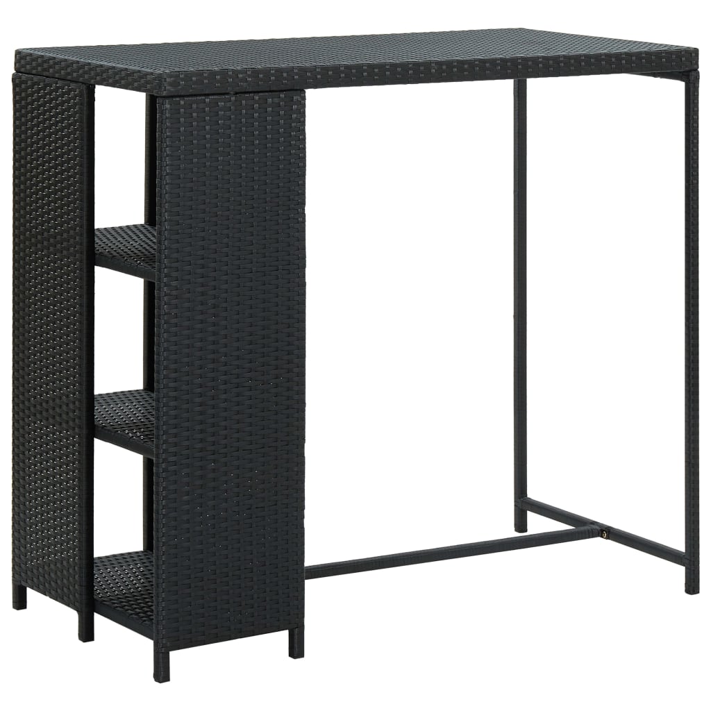 Barbord Med Oppbevaringsstativ Svart 120X60X110 Cm Polyrotting