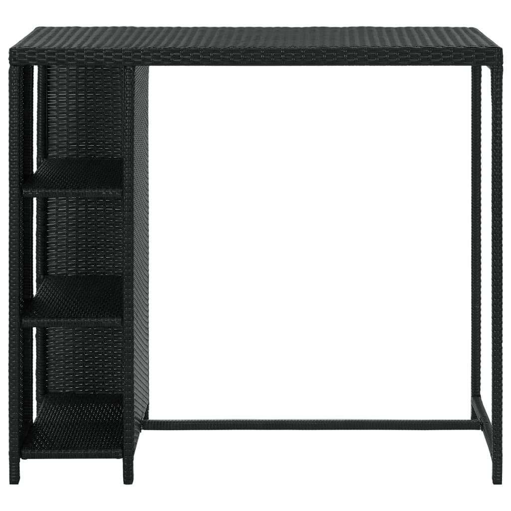 Barbord Med Oppbevaringsstativ Svart 120X60X110 Cm Polyrotting