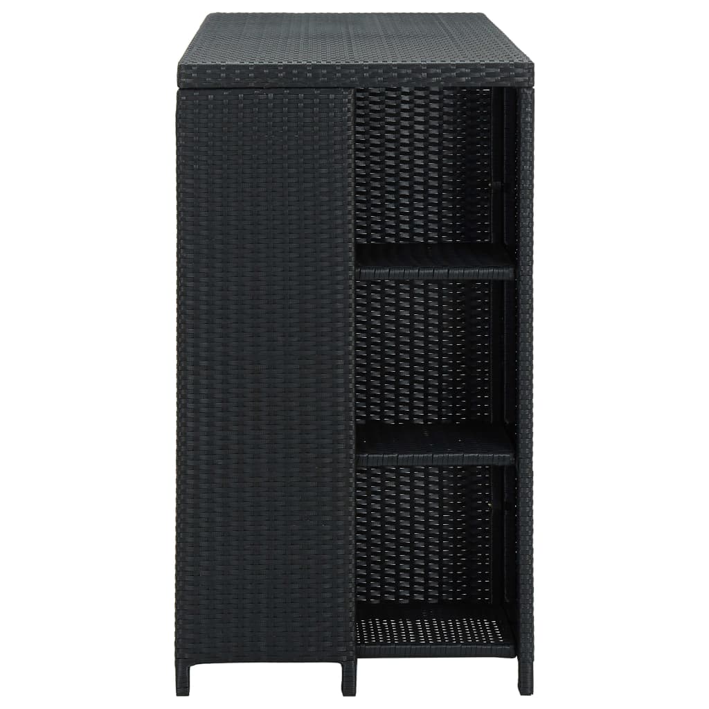 Barbord Med Oppbevaringsstativ Svart 120X60X110 Cm Polyrotting