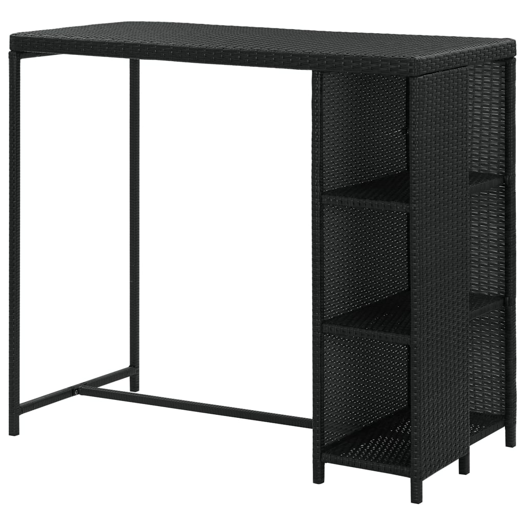 Barbord Med Oppbevaringsstativ Svart 120X60X110 Cm Polyrotting
