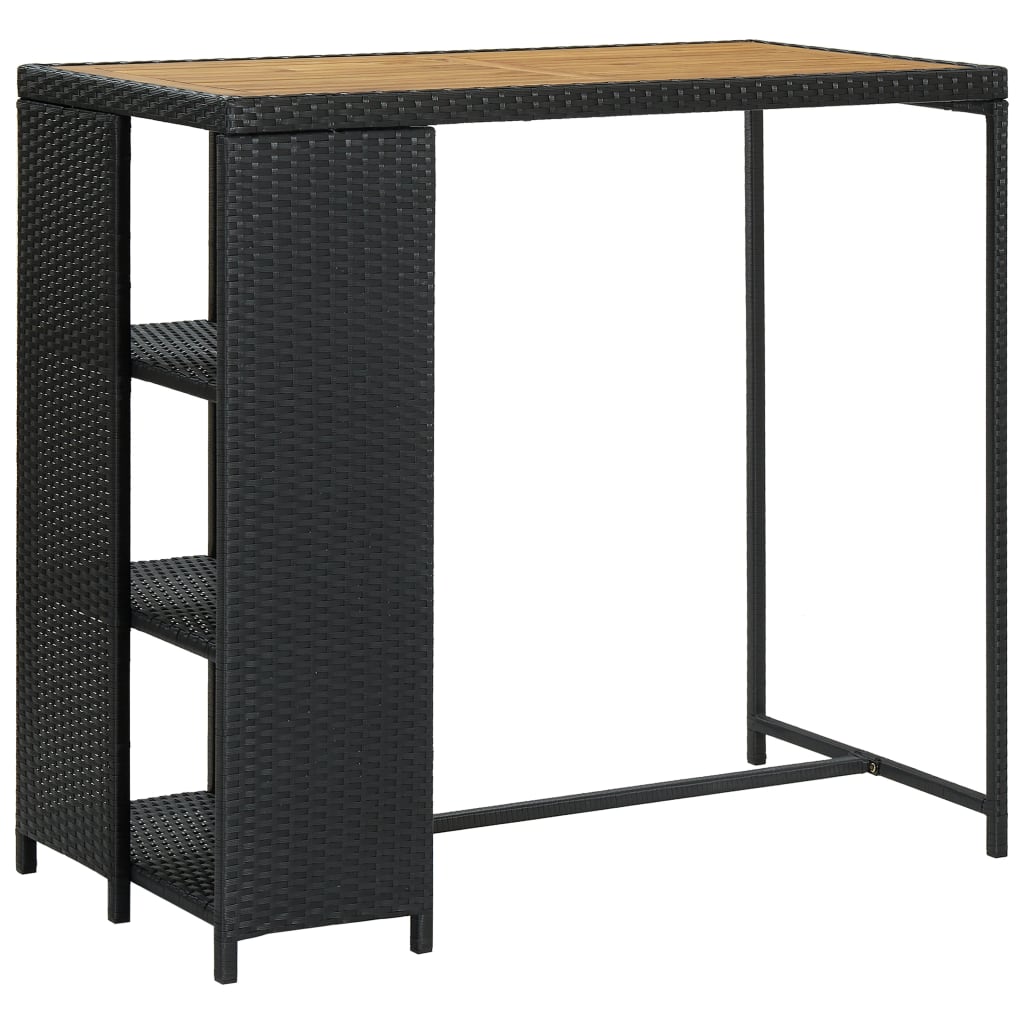 Barbord Med Oppbevaringsstativ Svart 120X60X110 Cm Polyrotting