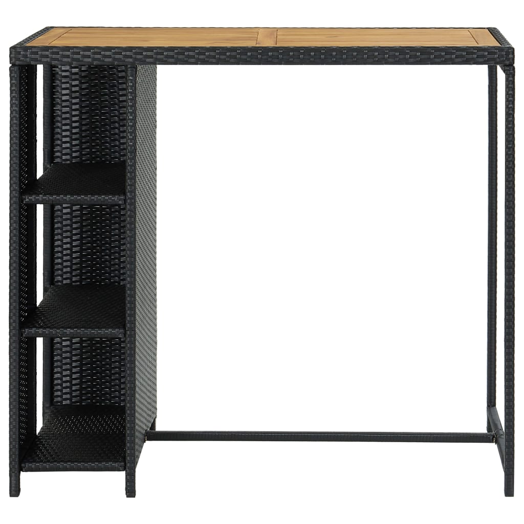 Barbord Med Oppbevaringsstativ Svart 120X60X110 Cm Polyrotting