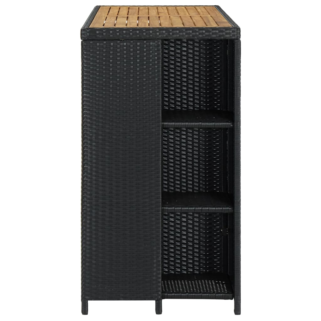 Barbord Med Oppbevaringsstativ Svart 120X60X110 Cm Polyrotting