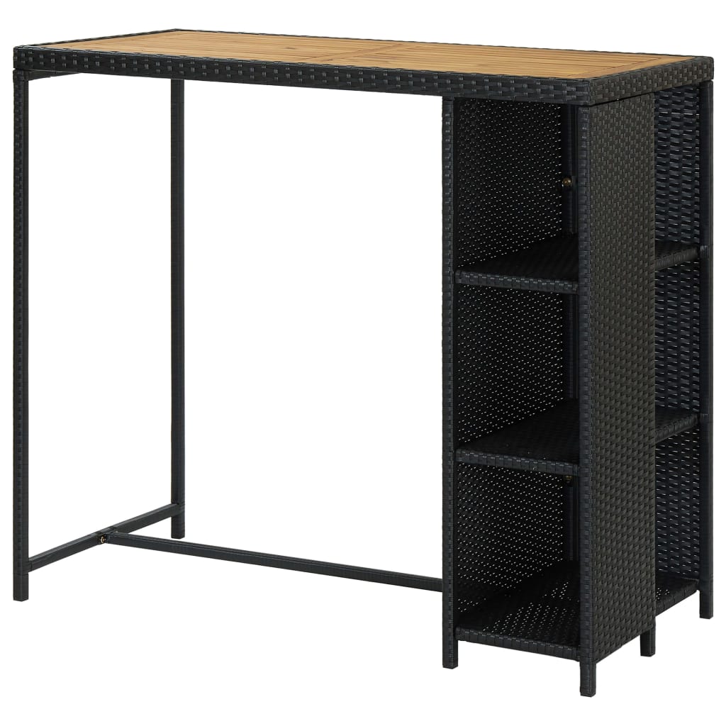 Barbord Med Oppbevaringsstativ Svart 120X60X110 Cm Polyrotting